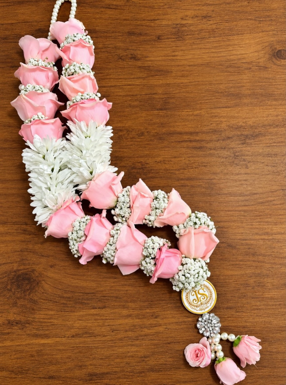 Pink and white handcrafted flower garland